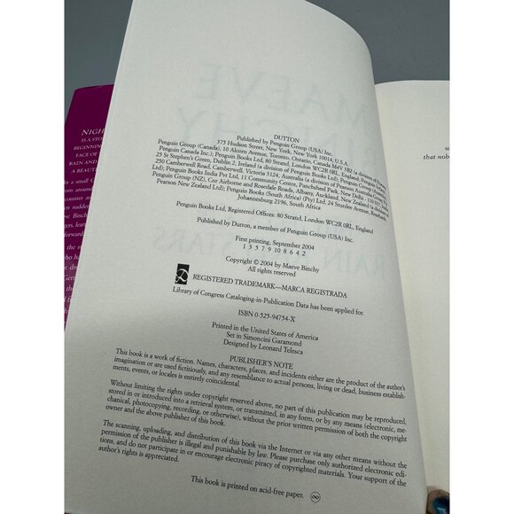 Maeve Binchy Nights Of Rain And Stars Hardcover Book Dust Jacket English READ - Picture 8 of 8